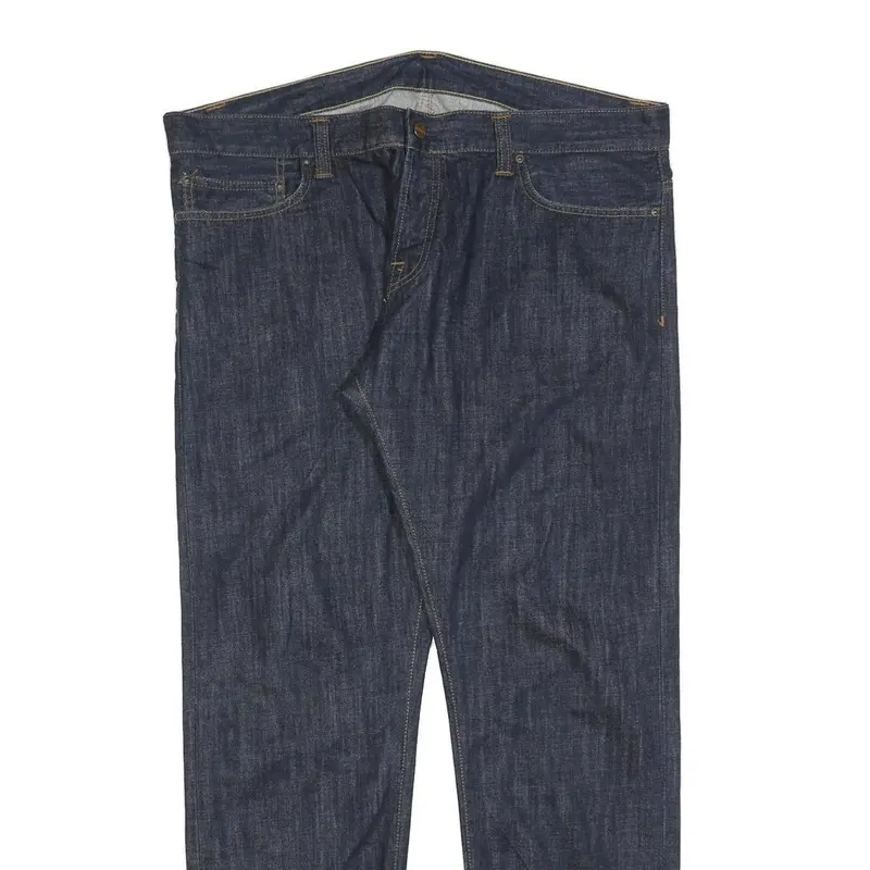 Carhartt Mens Jeans Blue Regular Straight Denim Dark W41 L32 Workwear Button Fly 2