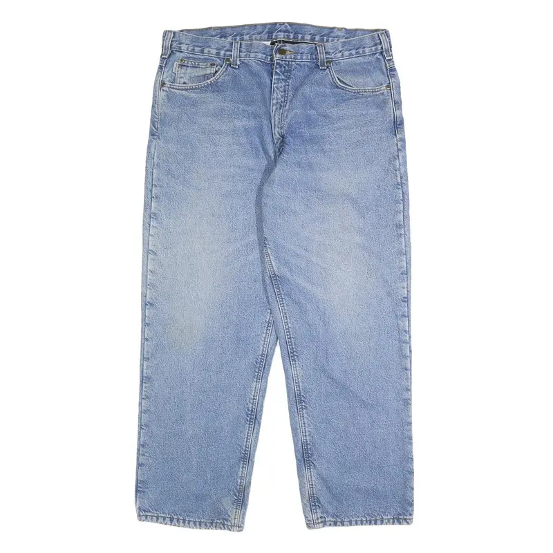 Carhartt Mens Jeans Blue Relaxed Straight Denim Light W38 L30 Workwear 1