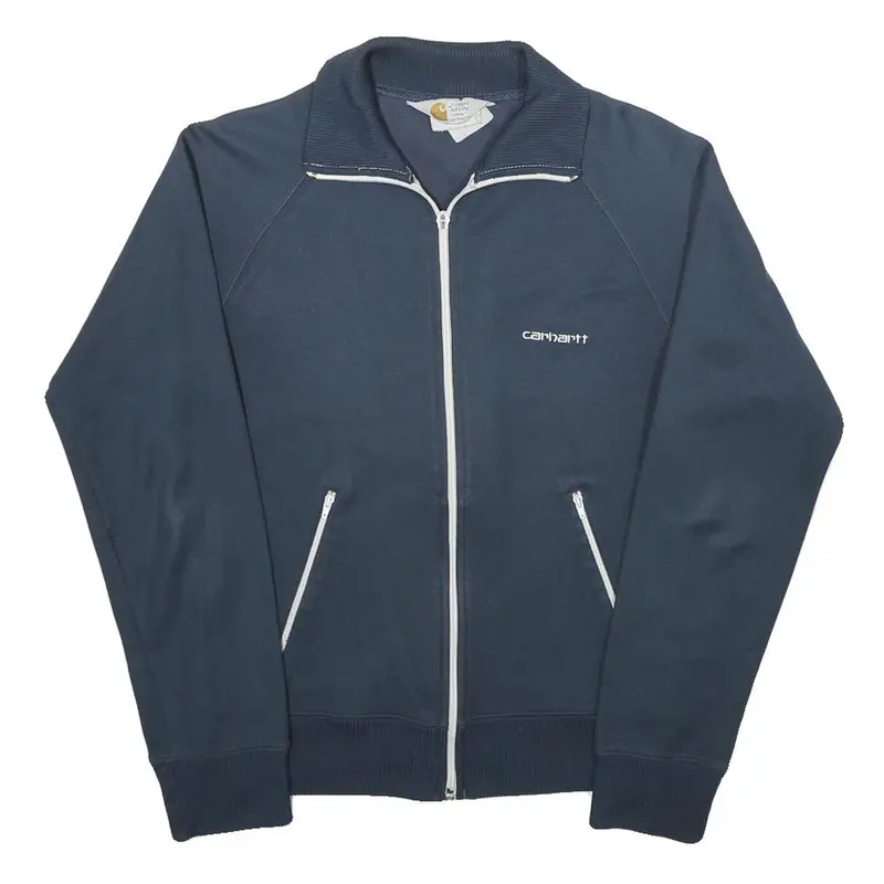 Carhartt Mens Navy Blue Jacket S Jersey Zip Plain Casual Lightweight 1