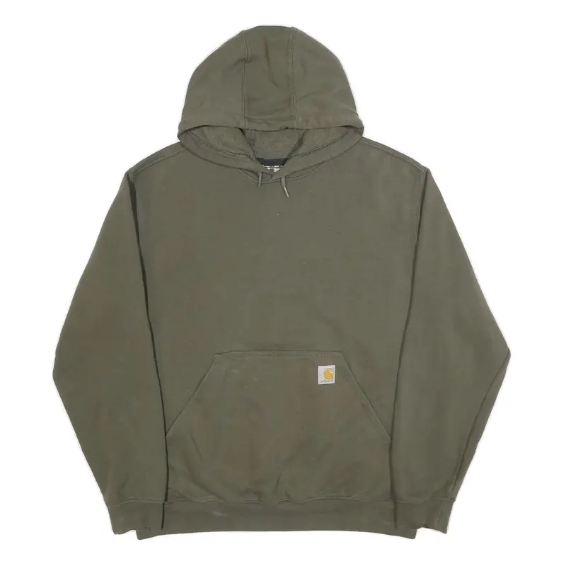 Carhartt Mens Olive Hoodie L Cotton Pullover Workwear Casual Streetwear 1