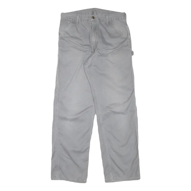 Carhartt Mens Regular Fit Grey Cotton Blend Trousers W32 L31 Workwear Utility 1