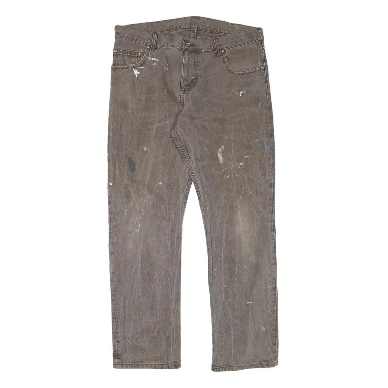 Carhartt Mens Regular Fit Straight Brown Denim Jeans W37 L31 Workwear Heavy Duty 1