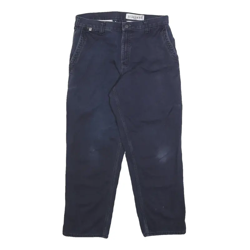 Carhartt Mens Regular Navy Blue Cotton Blend Zip Trousers W32 L30 Classic 1