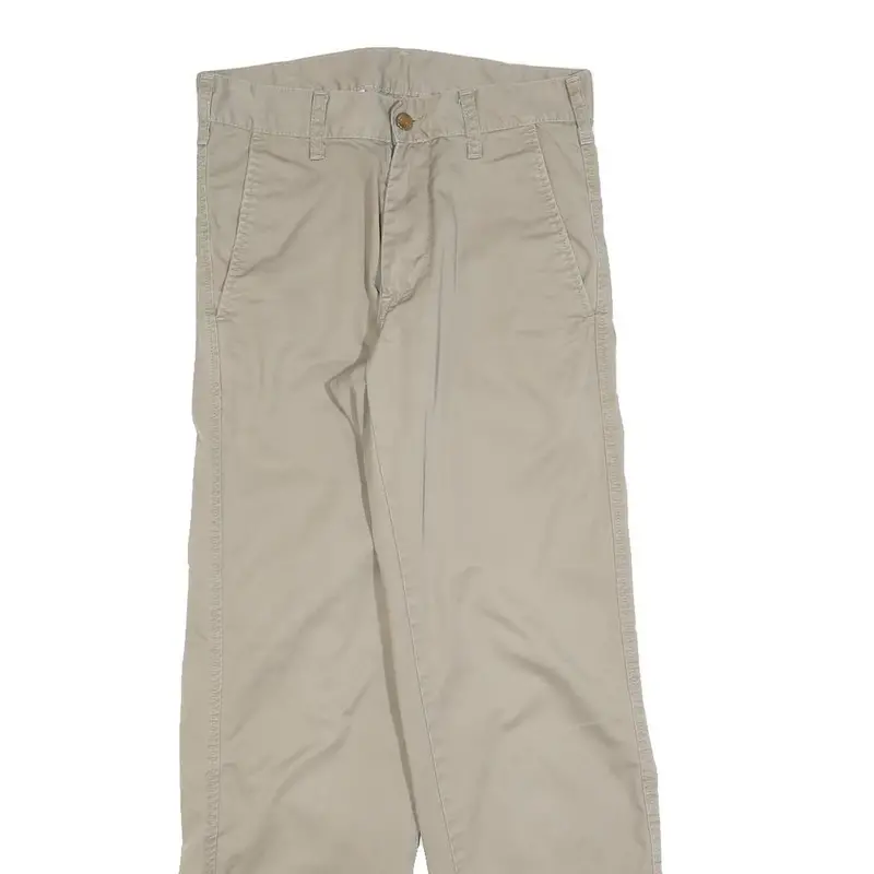 Carhartt Mens Relaxed Beige Cotton Blend Trousers W28 L32 Zip Casual Workwear 2