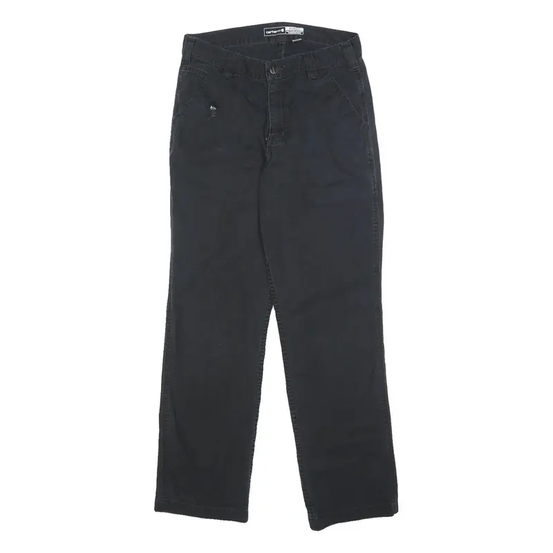 Carhartt Mens Relaxed Black Cotton Blend Trousers W30 L32 Workwear Zip 1