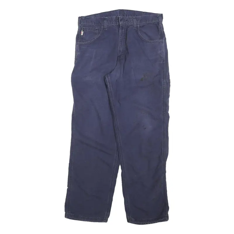Carhartt Mens Relaxed Cotton Blend Blue Workwear Trousers W34 L30 1