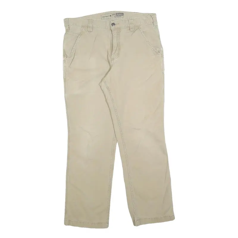 Carhartt Mens Relaxed Fit Beige Cotton Blend Workwear Trousers W33 L30 Durable 1