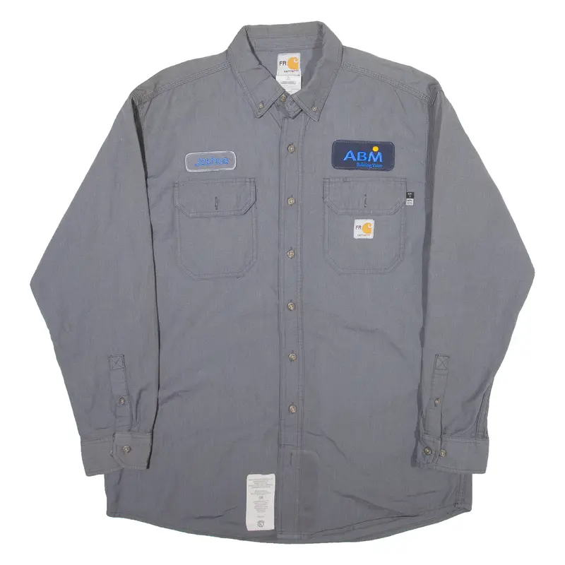 Carhartt Mens Worker Shirt Grey Long Sleeve L 1