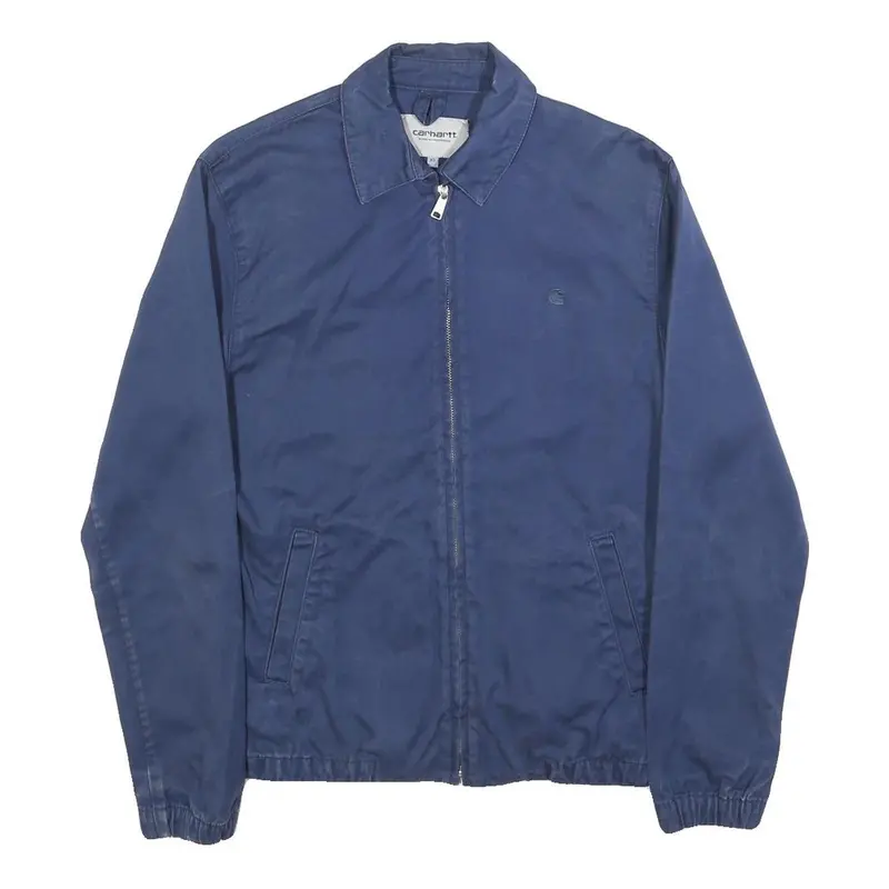 Carhartt Wip Mens Blue Xs Cotton Zip Jacket Plain Classic Workwear Style 1
