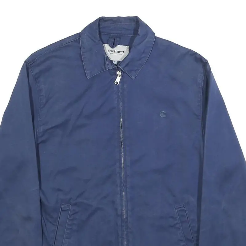 Carhartt Wip Mens Blue Xs Cotton Zip Jacket Plain Classic Workwear Style 2