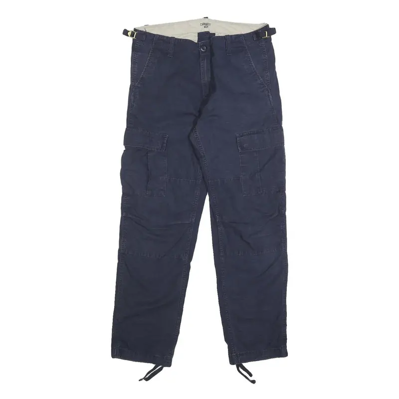 Carhartt Wip Mens Cotton Blue Regular Cargo Trousers W30 L30 Casual Workwear 1