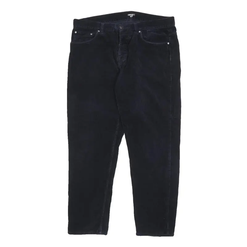 Carhartt Wip Mens Cotton Slim Black Corduroy Trousers W33 L29 Comfortable 1