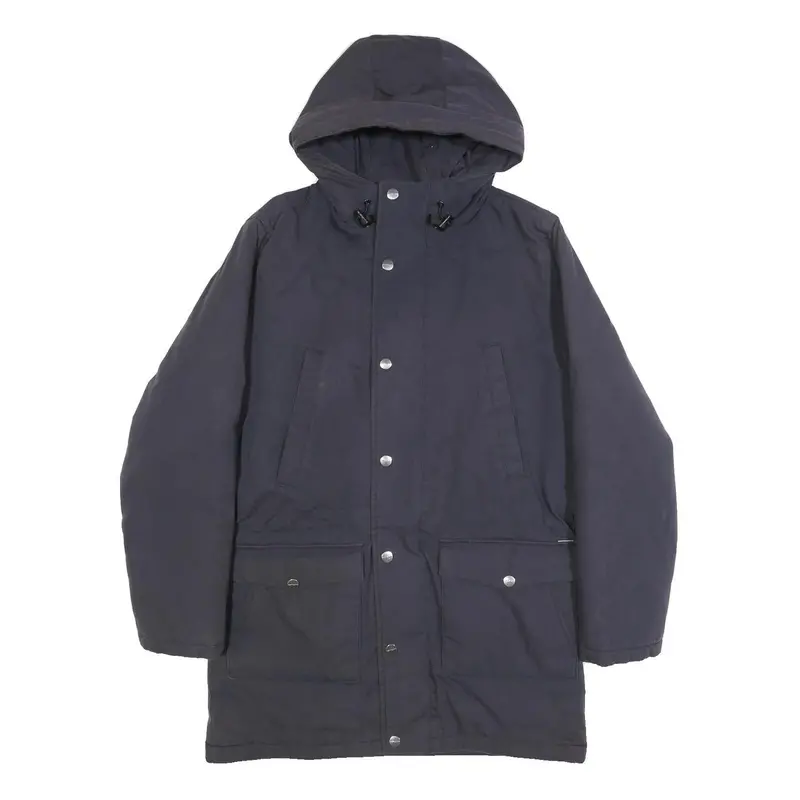 Carhartt Wip Mens Navy Blue Hooded Cotton Blend Jacket S Zip Casual Outerwear 1
