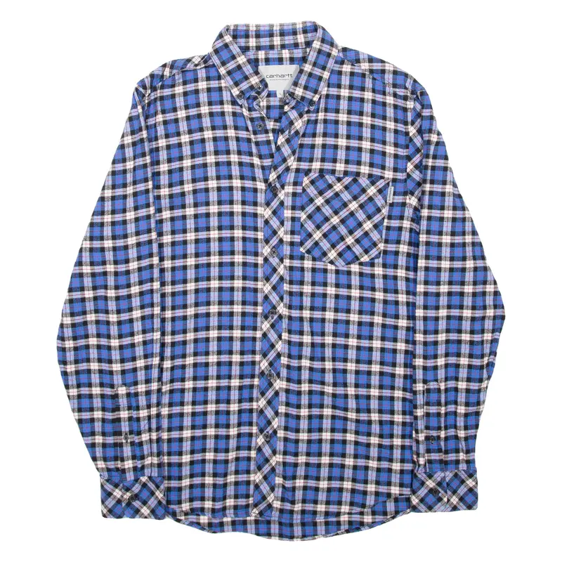 Carhartt Wip Mens Shirt Blue Check Long Sleeve S 1