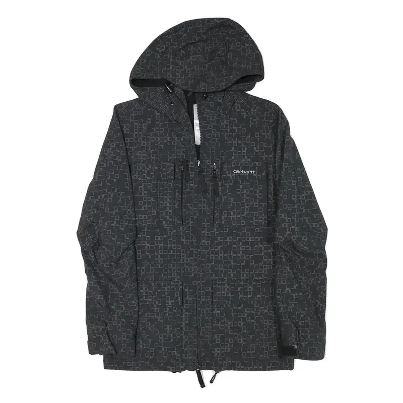 Carhartt Womens Black Polyester Blend Hooded Jacket Xs Geometric Pattern Zip 1