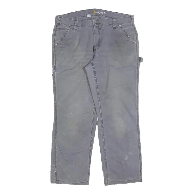 Carhartt Womens Cotton Blend Grey Relaxed Straight Leg Trousers W34 L28 Workwear 1