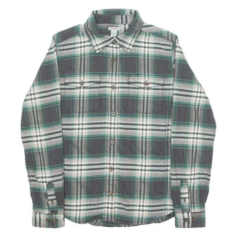 Carhartt Womens Flannel Shirt Grey Check Long Sleeve M 1