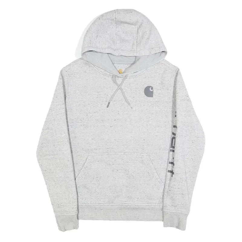 Carhartt Womens Grey Hoodie M Carhartt Logo Print Cotton Pullover 1