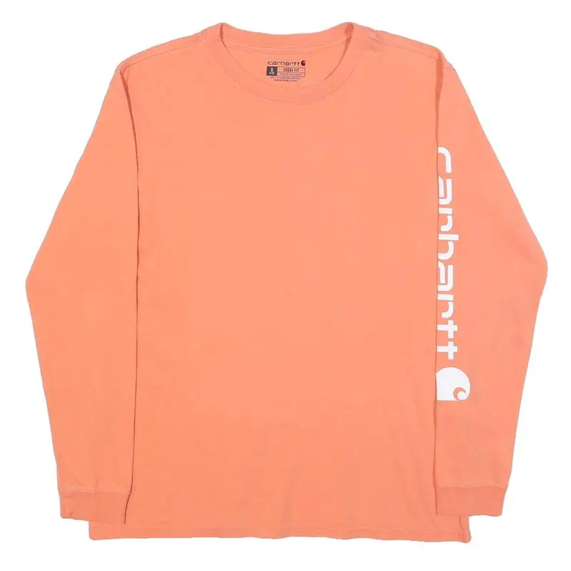 Carhartt Womens Orange Long Sleeve Crew Neck Graphic T-Shirt S 1