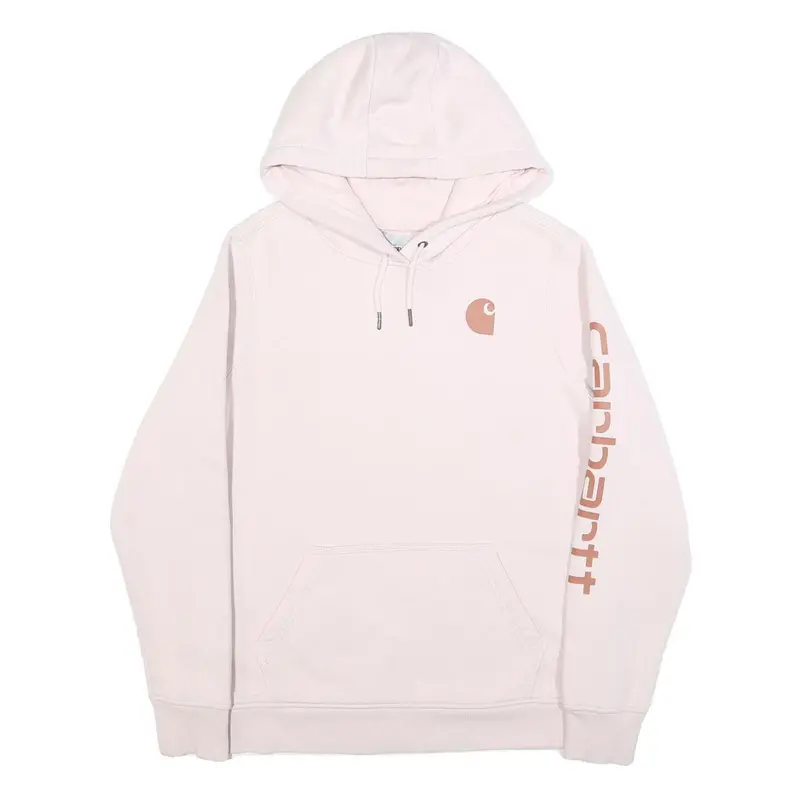 Carhartt Womens Pink Hoodie L Cotton Blend Pullover Logo Print 1
