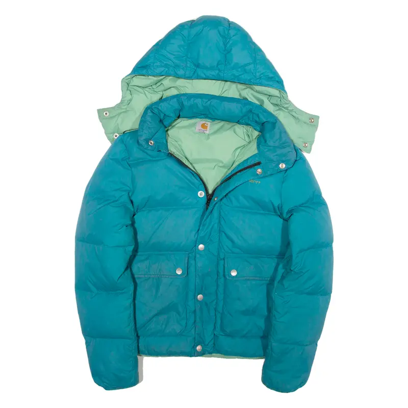 Carhartt Womens Puffer Jacket Blue Hooded S 1