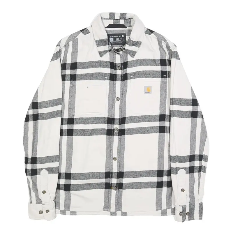 Carhartt Womens White & Black Plaid Shirt Xs Long Sleeve Cotton Casual 1