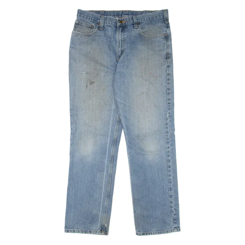 Carhartt Workwear Mens Jeans Blue Regular Straight Stone Wash W33 L31 1