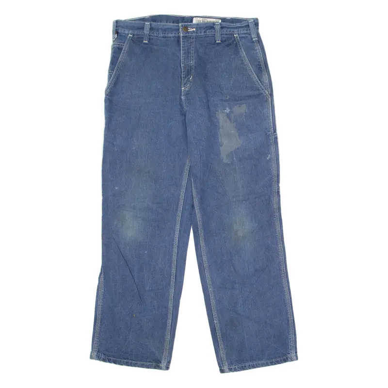 Carhartt Workwear Mens Jeans Blue Regular Straight Stone Wash W34 L30 1