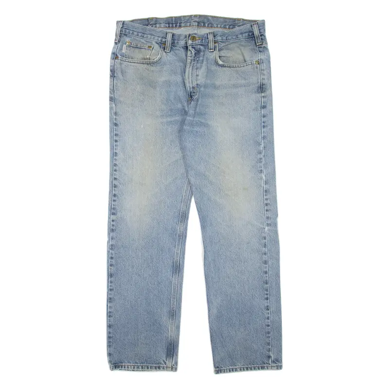 Carhartt Workwear Mens Jeans Blue Regular Straight Stone Wash W35 L32 1