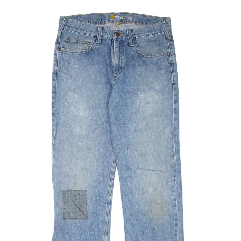 Carhartt Workwear Mens Jeans Blue Relaxed Straight Stone Wash W32 L34 2