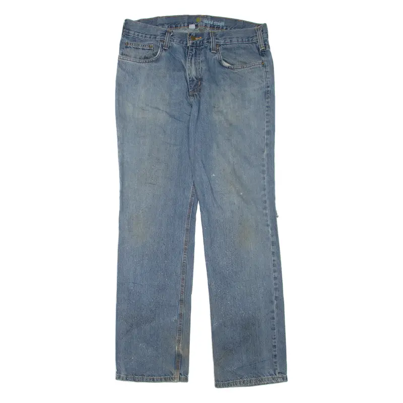 Carhartt Workwear Mens Jeans Blue Relaxed Straight Stone Wash W34 L34 1