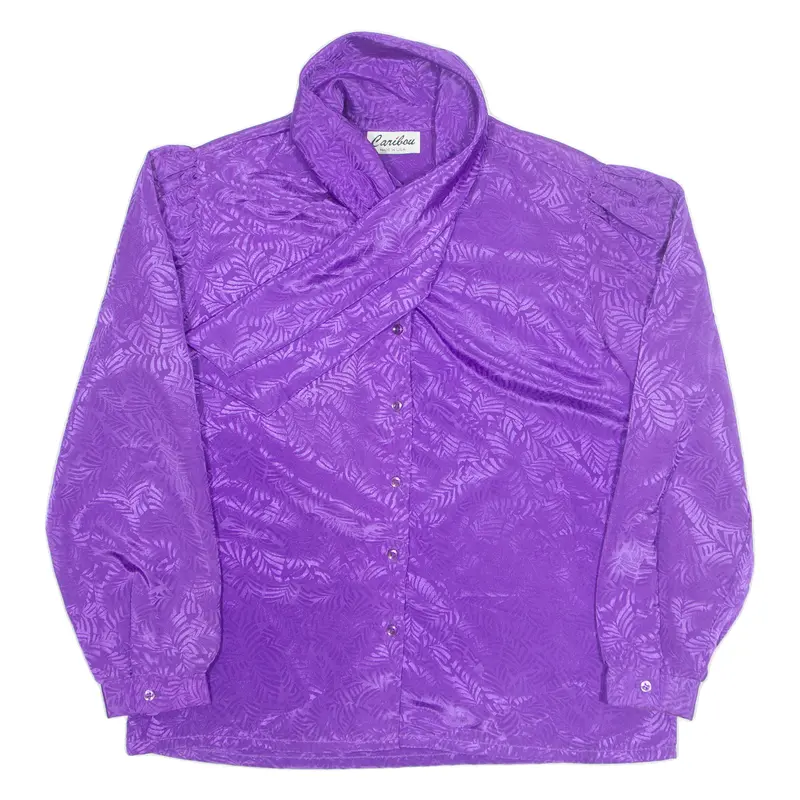 Caribou Womens Printed Shirt Purple Collared Long Sleeve L 1