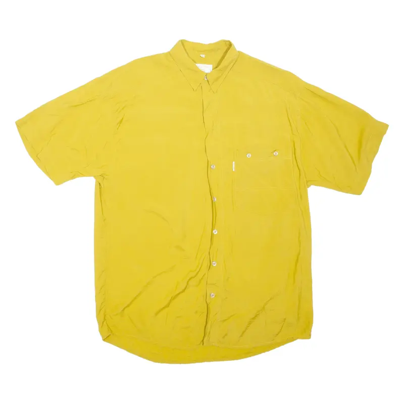 Carloff Mens Plain Shirt Yellow Viscose L 1