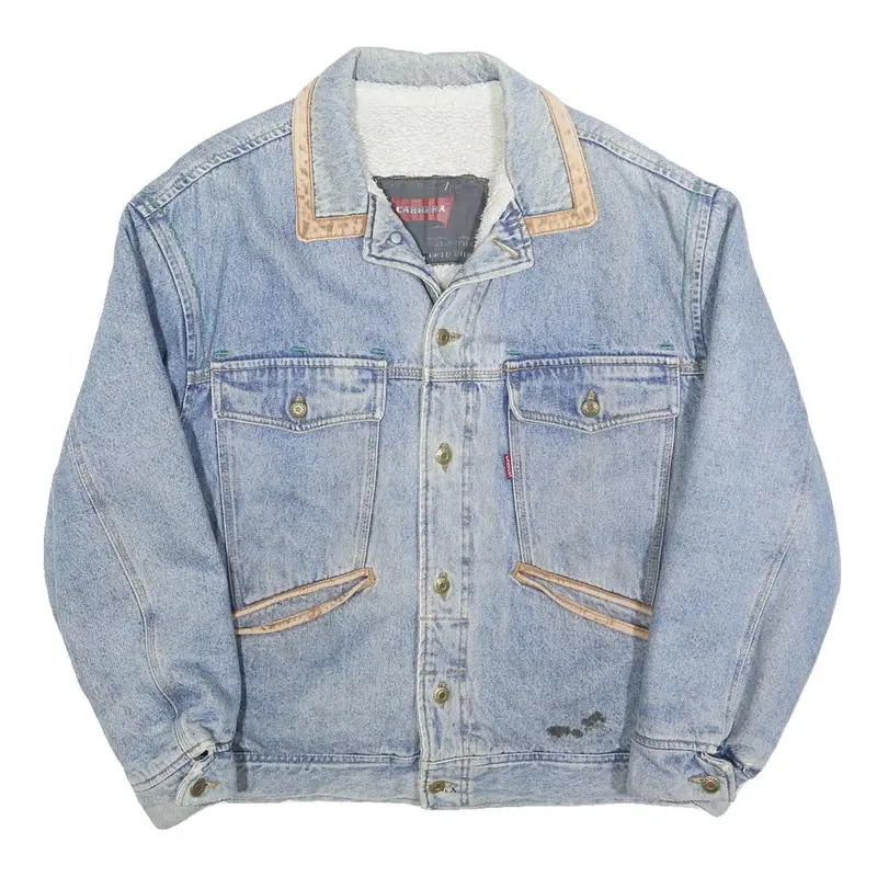 Carrera Mens Blue Denim Button Jacket M Cotton Blend Plain Vintage Style Large 1