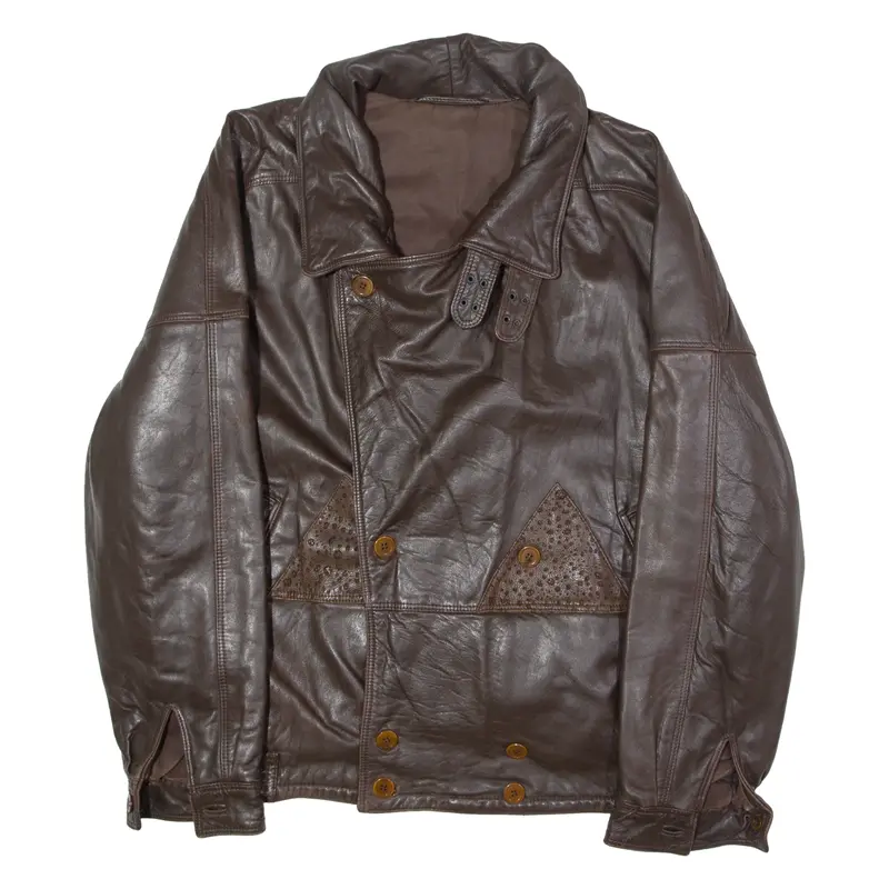 Casa Veneta Mens Flight Jacket Brown Leather 90S L 1