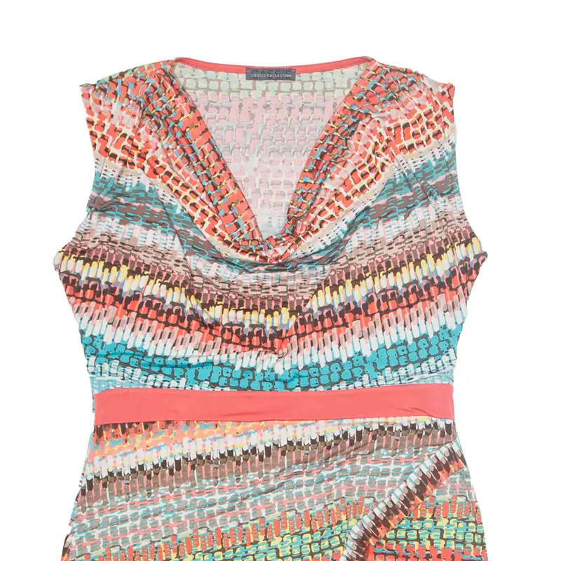 Cassis Collection Womens Mini Dress Pink Crazy Pattern Sleeveless Short M 2
