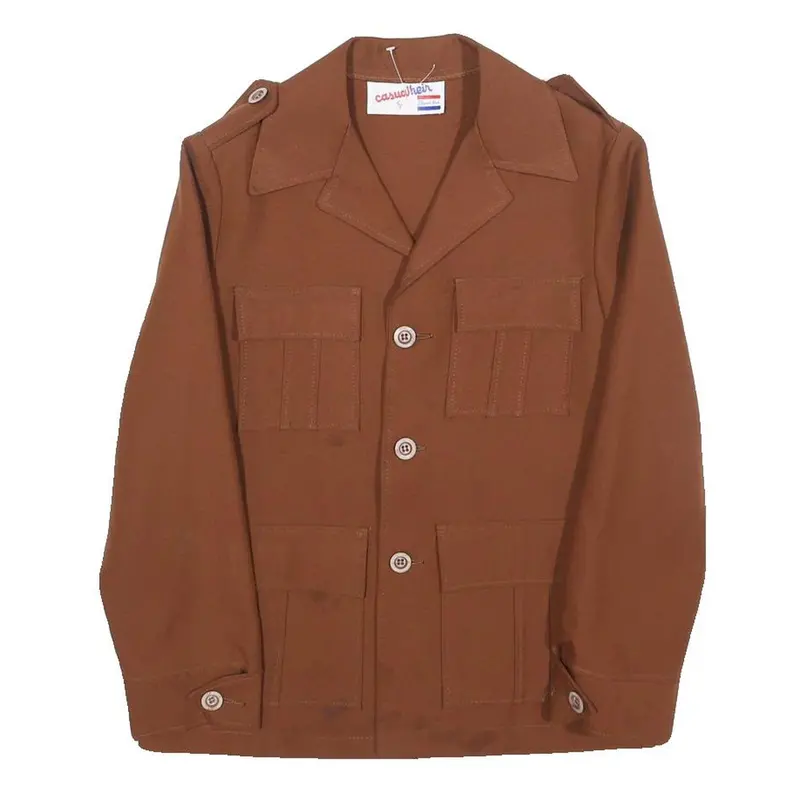 Casual Hein Womens Brown Button Jacket S Polyester Plain Comfortable Stylish 1