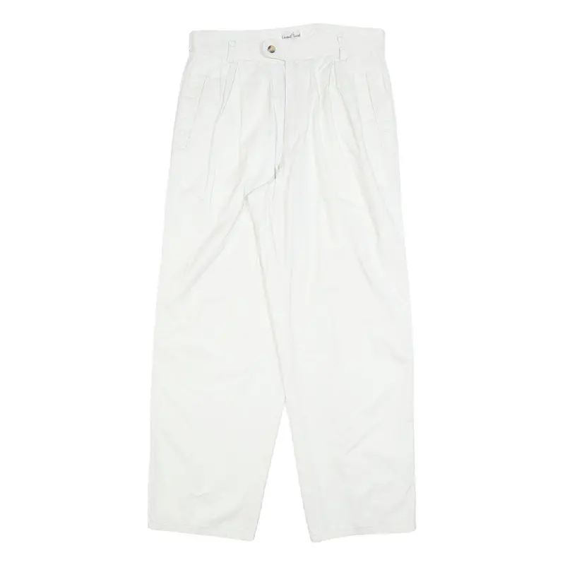 Casual Land Womens Cotton Blend White Relaxed Straight Trousers W30 L30 Casual 1