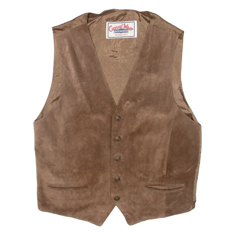 Casual Wear Mens Blazer Waistcoat Brown Leather Suede S 1