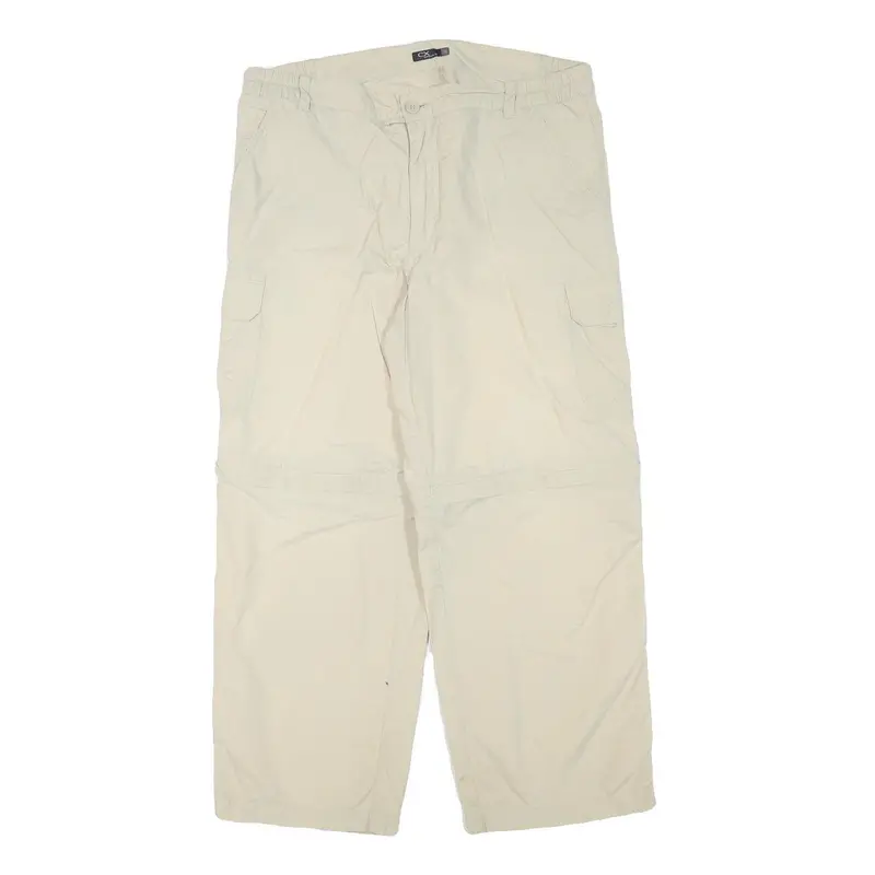 Casual X Mens Polyester Blend Beige Relaxed Cargo Trousers W35 L27 Casual Wear 1