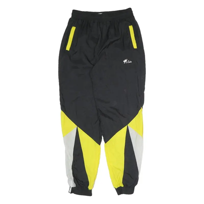 Cats Mens Joggers Black & Yellow M W27 L29 Chevron Slim Fit Zipped Hems 1