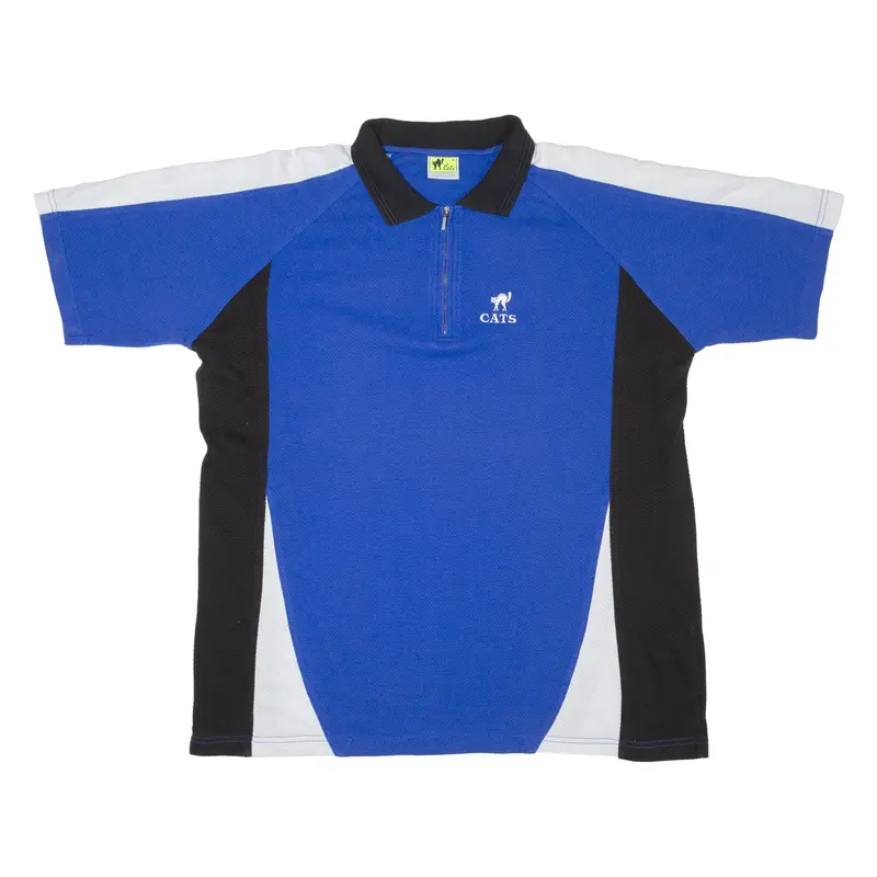 Cats Mens T-Shirt Blue 1/4 Zip Xl 1