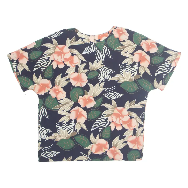 Caviar Womens Printed Blouse Blue Floral M 1