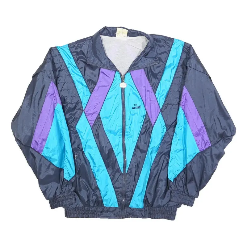 Cefiro Mens Blue & Purple Polyester Blend Jacket M Zip Athletic Casual Retro 1