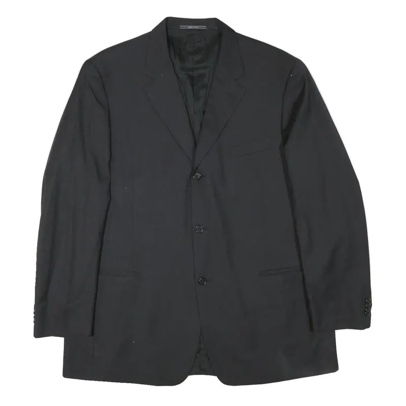 Cerruti Mens Black Wool Classic Jacket L Woven Button Formal Blazer 1