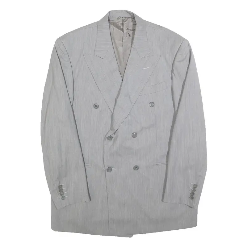Cerruti Mens Grey Wool Double Breasted Jacket L Woven Classic Button Closure 1