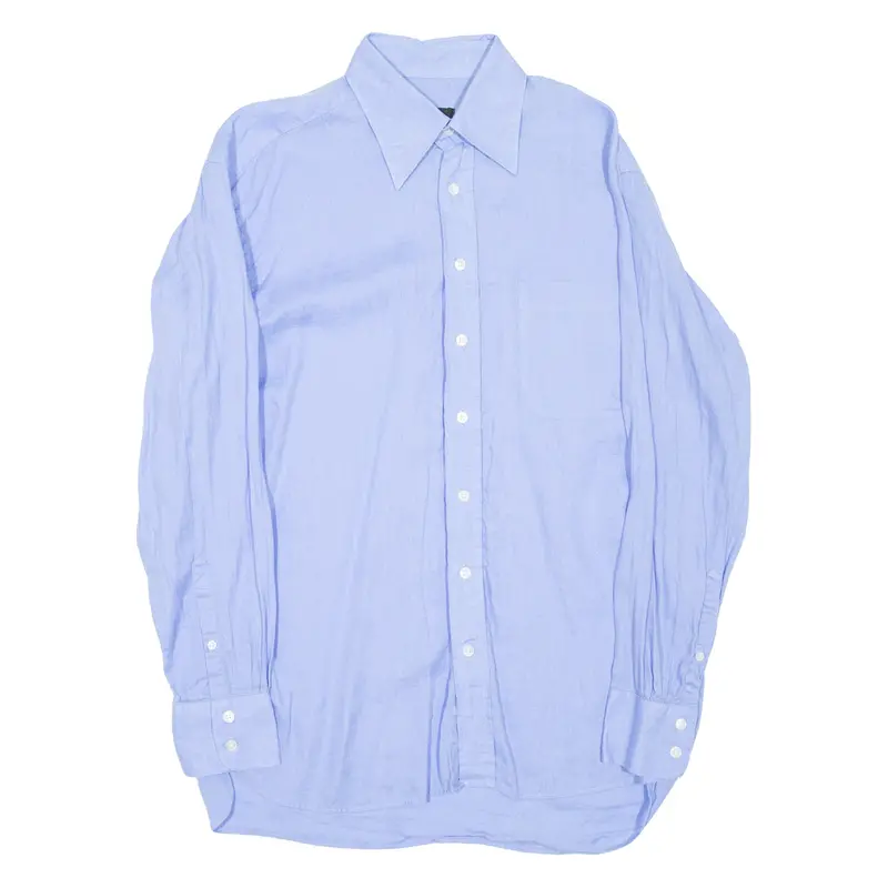 Cerruti Mens Plain Shirt Blue Long Sleeve L 1