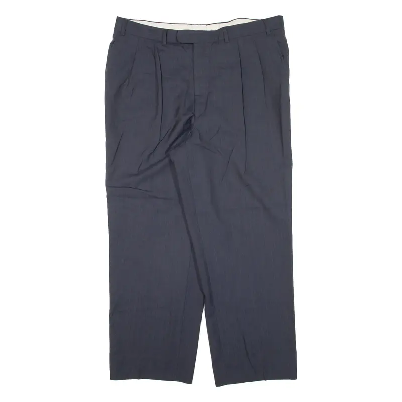 Cerruti Pleated Mens Trousers Blue Relaxed Straight W35 L26 1