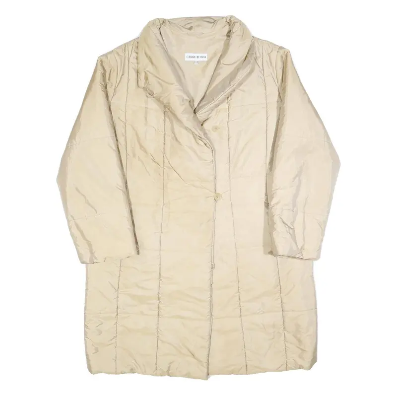 Cerruti Womens Beige Button Jacket L Woven Plain Classic Fit 1