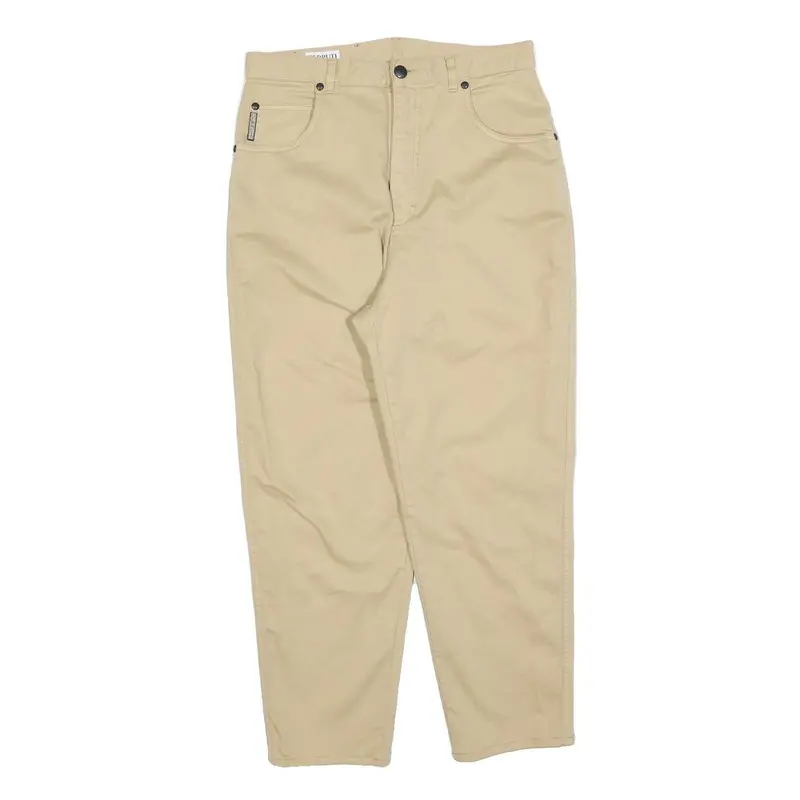 Cerruti Womens Cotton Blend Beige Regular Fit Straight Leg Trousers W30 L26 1